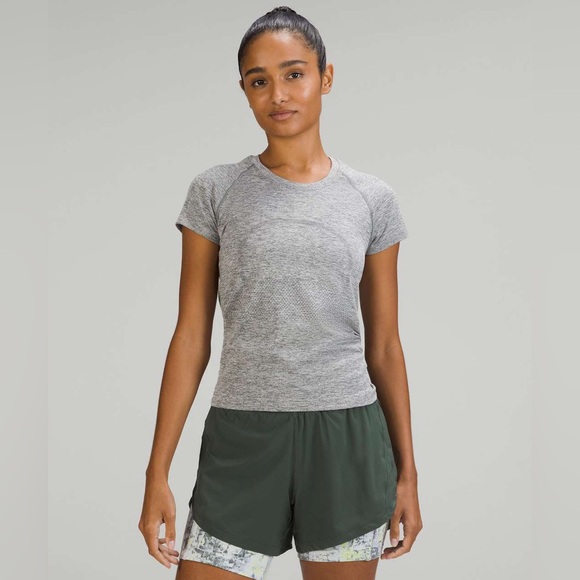 Lululemon Swiftly Tech Short Sleeve Shirt 2.0 *Race Length Slate / White Sz 4 - Picture 1 of 6
